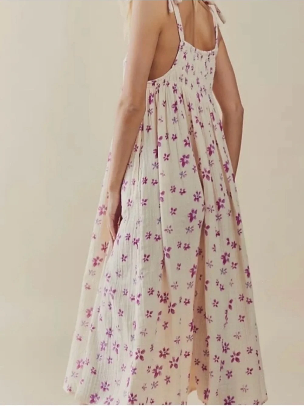 Free People Azure Floral Smocked Maxi Dress